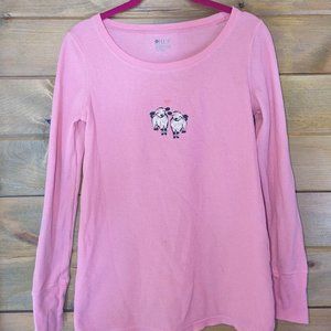 Cute Pink Ladies Thermal Top - soft, hip length, clean, like new